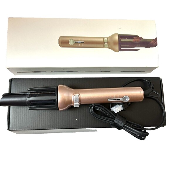 Automatic Hair Curler Rotating Ceramic Wand 360 Barrel Dual Heat Anti Scald - Picture 1 of 8